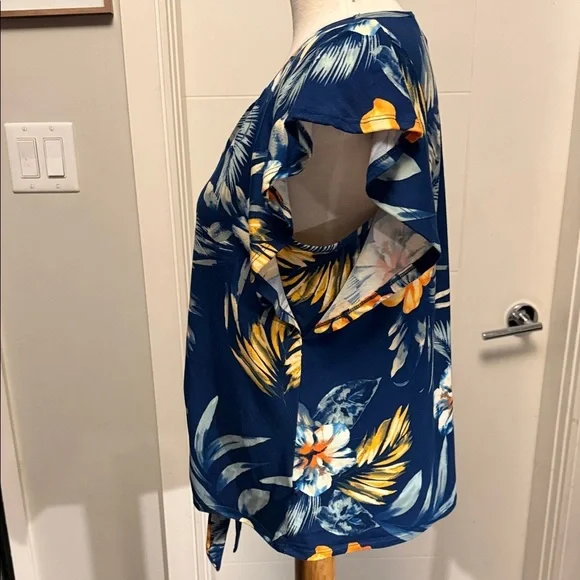 Floral Women Top - Blue and Yellow - Picture 9 of 12